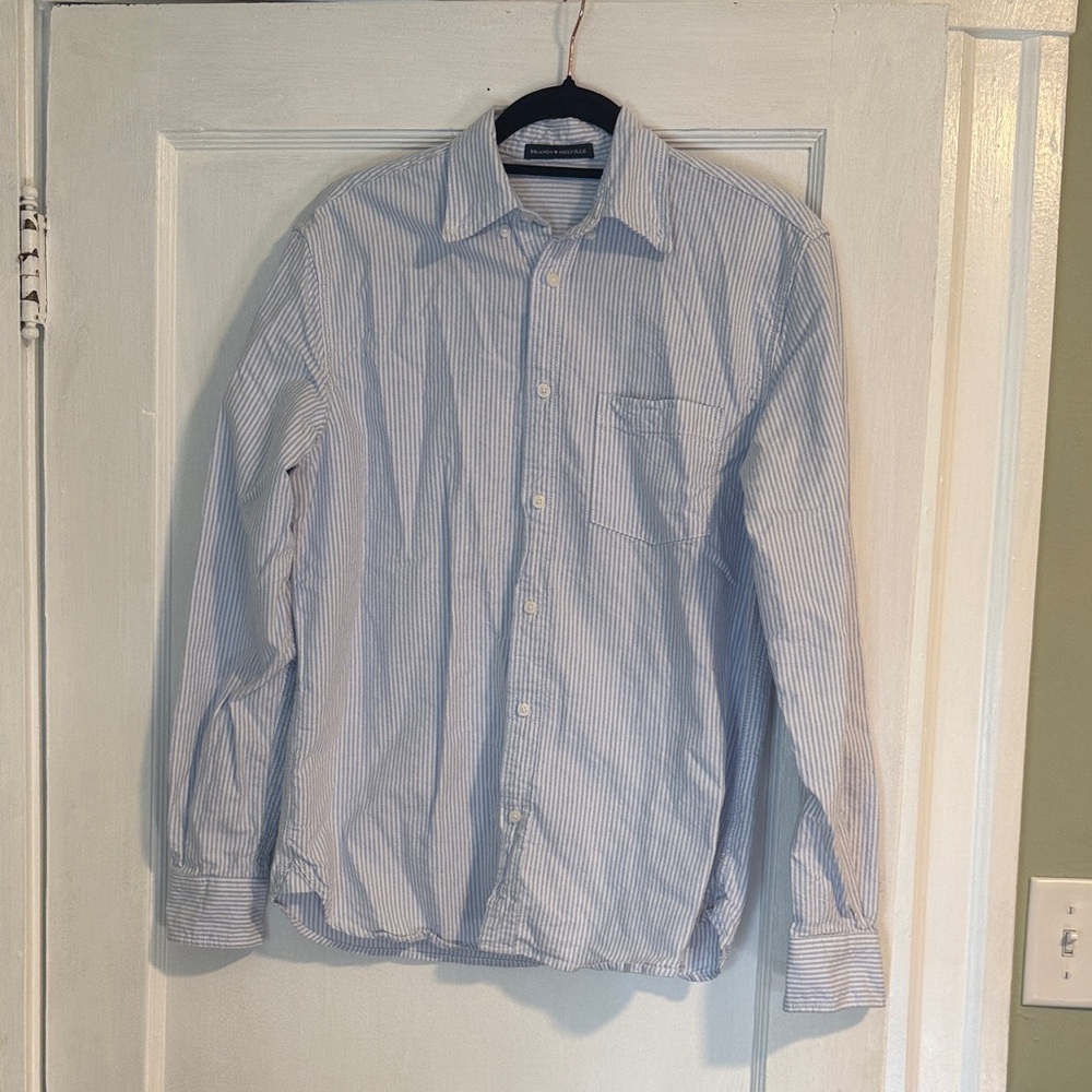 Brandy Melville Blue and White Striped Casual Shirt